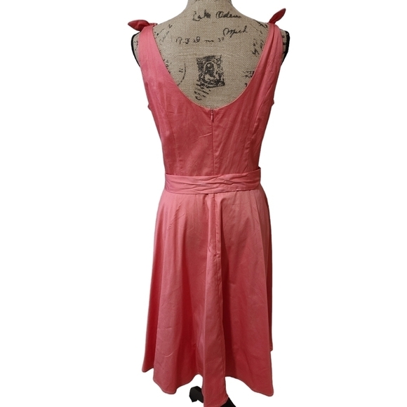 Sleeveless A-line Coral Midi Dress - Large - Picture 4 of 6